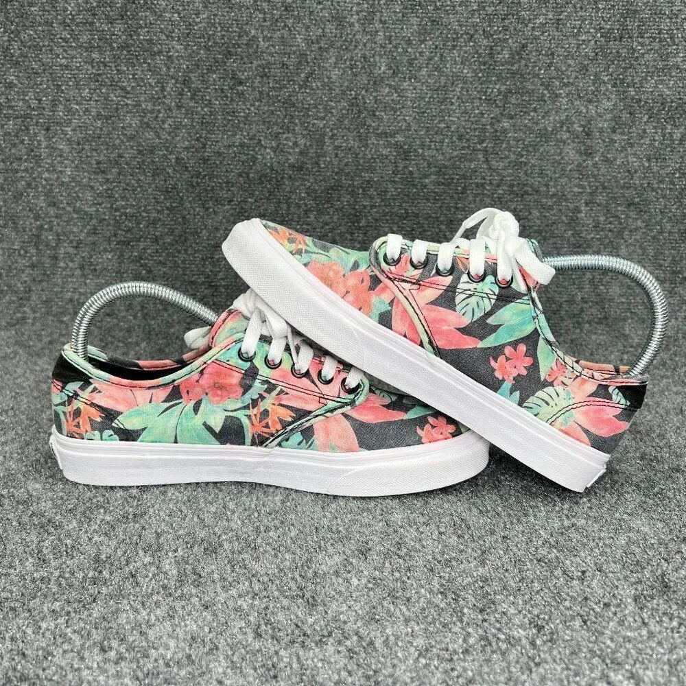 Vans Shoes Womens Size 8 Red Green Black Floral Print Low Athletic Skate Sneakes